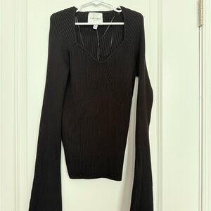 Black Ribbed Long Sleeve Sweater